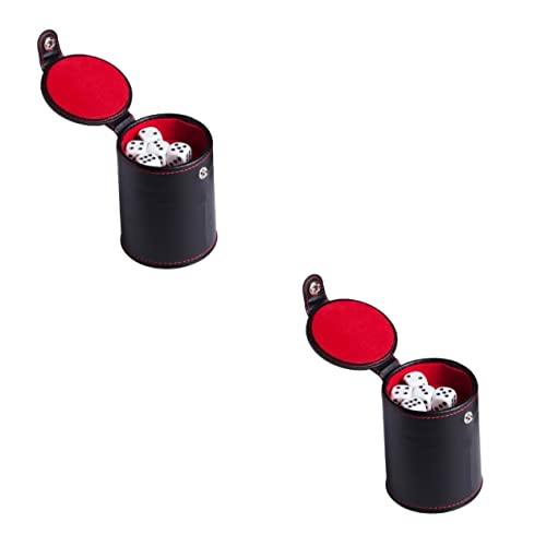 2sets Professional Pu Leather Dice Cup Set Lids for Easy Storage and Noise Reduction for Farkle and Other Dice Games Includes Cup and