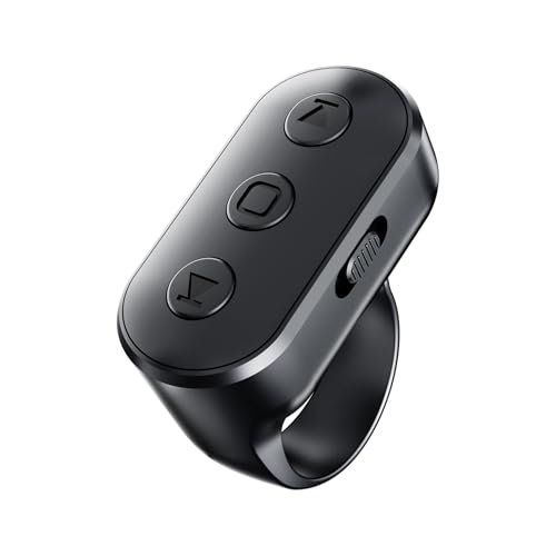 Scrolling Ring Remote for TikTok YouTube IG Shorts Video Landscape Portrait, Fingertip Wireless Scroller Page Turner Clicker for Kindle APP Compatible with iPhone iPad Android Phone Tablet - color: Black