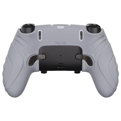PlayVital Guardian Edition Anti-Slip Ergonomic Silicone Cover Case for ps5 Edge Controller, Soft Rubber Protector Skin for ps5 Edge Wireless Controller with Thumb Grip Caps - Metallic Gray - color: Metallic Gray