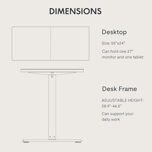 FLEXISPOT Standing Desk Electric Height Adjustable Desk with 55 x 24 Inches Splice Board, Ergonomic Memory Controller, Black Top + Black Frame - color: Black, size: 55"x24"