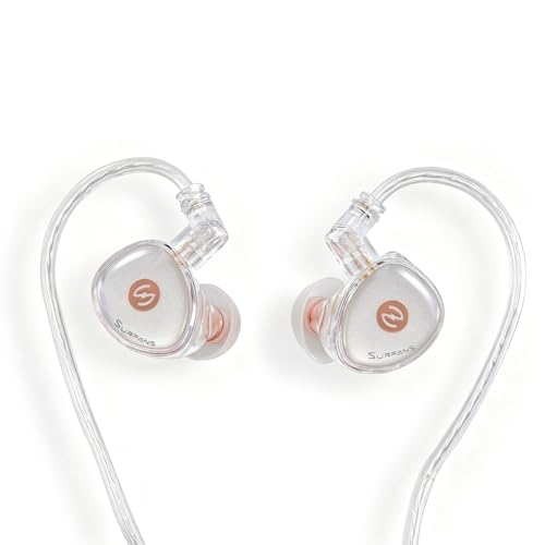 Surfans M10 IEM Headphones, Hybrid 1DD+1BA in Ear Monitor Earphones, Wired HiFi Earbuds for Musicians, Studio Monitoring & HiFi Listening, 0.78mm 2-Pin Detachable 4-Core OCC Cable (Transparent)
