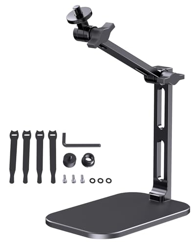Desktop Mic Arm Stand 2.68lbs Max Heavy Duty Microphone Mount with Silent Mute Knob Compatible with Rode PodMic Shure SM7B for Podcast Gaming Streaming Office Desk Setup Boom Arm