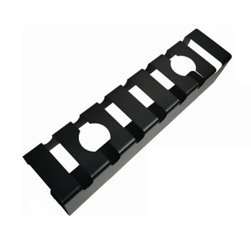 Metal Under Desk Cable Management Rack with Ventilation & Cord Slots, Black Cable Tray Organizer Holder Securely Mounts 2 Outlet Strips up to 5lbs for Home Office & Computer Desk