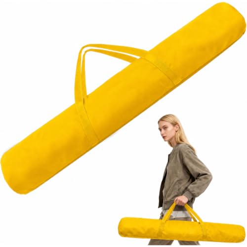 34-Inch Mahjong Mat Bag, Heavy-Duty Canvas Carrying Bag with Center Dual Handles & Smooth Zipper, Fits Mahjong Mat, Racks & Tiles, All-in-One Travel Storage Bag (Yellow) - color: Yellow