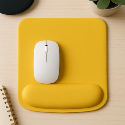 Ergonomic Memory Foam Mouse Pad with Wrist Support, Orange, Ultra-Smooth Surface, Anti-Slip Base (Yellow, Medium) - color: Yellow