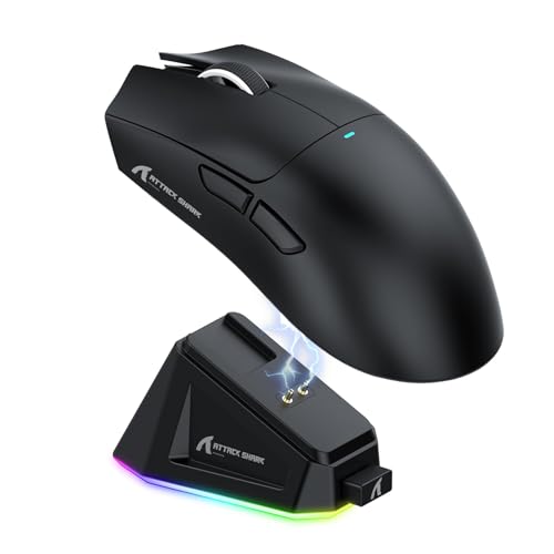 MAGIC-REFINER Attack Shark X11 59g Lightweight Wireless Gaming Mouse,RGB Magnetic Charging Dock,PixArt PAW3311,Tri-Mode-BT/2.4G Wireless/Wired Mouse,22000 DPI,5 Programmable Buttons for Pc/Mac(Black) - color: black