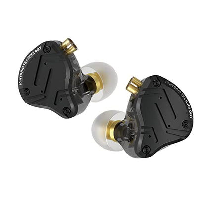 KZ ZS10 PRO X in Ear Monitor Headphones, Upgrade 4BA+1DD Hybrid Driver IEM Earphones, HiFi Metal Wired Gaming Earbuds, for Singers Bass Player Drummers Guitarist Musicians Dj (Without Mic,Black) - style: Without Mic