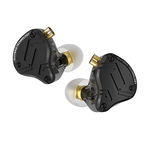 KZ ZS10 PRO X in Ear Monitor Headphones, Upgrade 4BA+1DD Hybrid Driver IEM Earphones, HiFi Metal Wired Gaming Earbuds, for Singers Bass Player Drummers Guitarist Musicians Dj (Without Mic,Black) - style: Without Mic