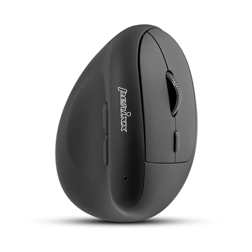 Perixx PERIMICE-608II Wireless Vertical Mouse, 2.4GHz, 6 Buttons, Adjustable DPI 800/1200/1600/2400, Right-Handed Design, USB Receiver, Black - style: Wireless
