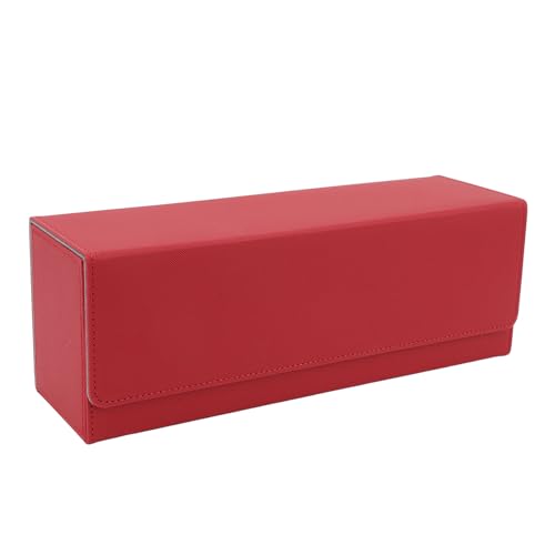 Ymiko Large Capacity Card Storage Box with Magnetic Closure, PU Leather Multi Purpose Deck Box/Cover for 400+ Trading Cards, Compact Organizer for Collectors (Red) - color: Red
