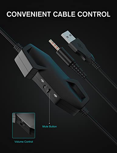 ZIUMIER Wired Gaming Headset for PC, PS5, PS4, Xbox Series X|S | Noise Canceling Microphone, LED RGB Light, 50mm Driver, 3.5mm Audio Jack, Soft Memory Foam, Multi-Platform Headphones - color: Black