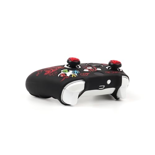Tiger Controller Skin Compatible with Xbox Series X Wireless Controller, RALAN Protector Case， Customised Thumb Grips Cap - color: Tiger Black Red