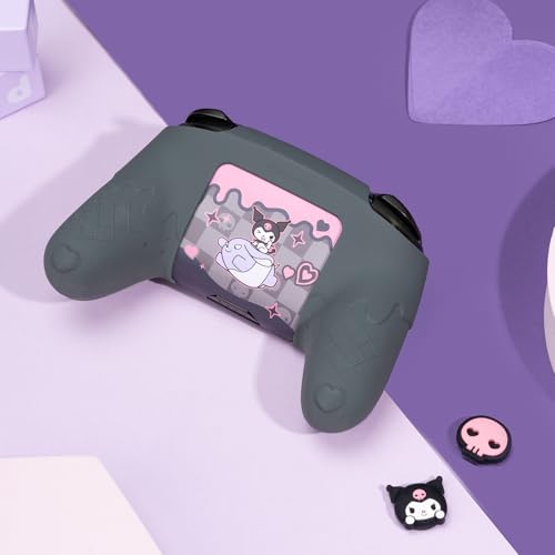 Kuitmor Silicone Switch Pro Controller Cover Skin Set, Anti-Slip Soft Protective Case for Switch Pro Controller with 2 Thumb Grip Caps and 1 Sticker (Black Kuromi) - color: Black Kuromi