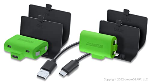 dreamGEAR Charge Kit: Xbox Battery Pack Rechargeable: Includes Two 1100mAh Rechargeable Batteries for Series X, 10ft Cable, 40 Hours of Play