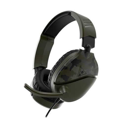 Turtle Beach Recon 70 Wired Multiplatform Gaming Headset for Xbox, PC, PS5 | Xbox Series X|S, Xbox One, PlayStation, PS4, Mobile, Flip-to-Mute Mic, 40mm Speakers, Lightweight, Soft Earpads, Green Camo - color: Green Camo