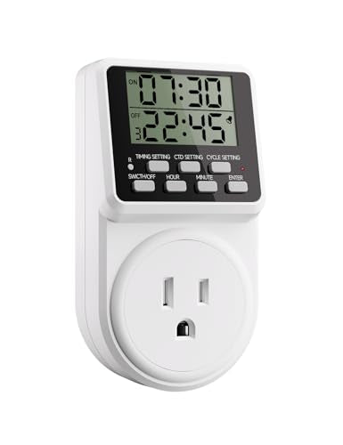 Techbee Digital Infinite Repeat Cycle Intermittent Timer Plug for Electrical Outlet, 24 Hour Programmable Indoor Timed Power Switch with Countdown Delay On and Off (120V, 15A), 1 pack - style: 1 Pack