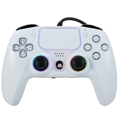NBCP Wired PS5 Controller - Gaming Controller for PlayStation 5, PS4, PC/Steam, Turbo & Linear Hall-effect Trigger, Dual Vibration, 3.5mm Audio Jack - White - color: White