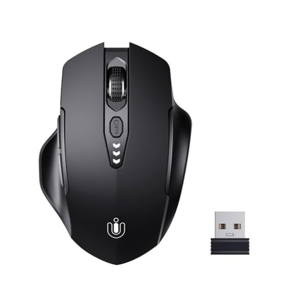 Uineer Wireless Mouse, 2.4GHz Rechargeable Computer Mouse, Battery Display | Stable 2.4GHz USB-A connection, rechargeable battery display and 4 adjustable DPI levels. - color: Matte Black