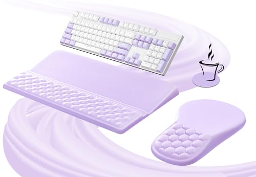 Ospelelf Ergonomic Mouse Pad and Keyboard Stand Wrist Rest Set, Memory Foam Comfort, Pain Relief for Typing, Office Desk Accessories, Purple - color: Purple