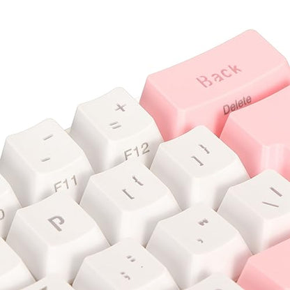 Dioche Mini Keyboard, 60 Percent 61 Keys Wired Gaming Keyboard RGB Small Gaming Keyboard Imitated Mechanical Compact for Typist Desktop, Laptop (Pink White)