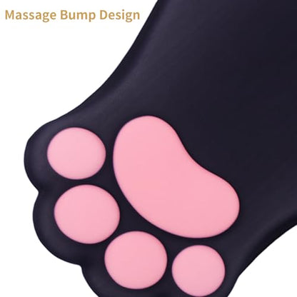 L-SPOUTTO Ergonomic Mouse Pad with Wrist Rest,Black Mouse Pad Wrist Support | Cute Cat Paw Comfortable Massage Design,Computer Pain Relief Mousepad with Non-Slip PU Base for Desk Laptop Gaming - color: Black