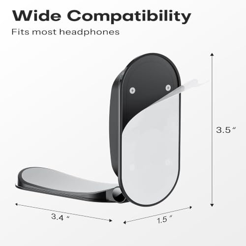 Headphone Stand,Foldable Sticky Headset Hanger - Adhesive Headphone Holder Hook Mount with Non-Slip Silicone,Universal Fit Gaming Headphones Stand for Airpods Max,HyperX All Earphones