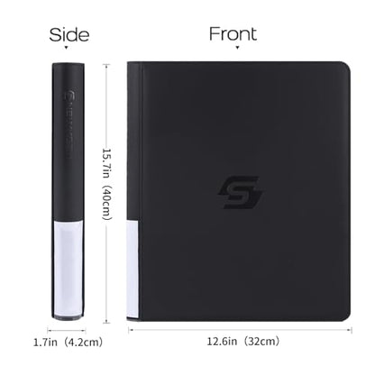 Snekdy Top loader Binder, 9 Pockets Top Loader，Holds 360 Top Loaders cards, Card binder with Sleeves for card in 3 x 4 inches color smooth Zipper PU Leather (Black) - color: Black