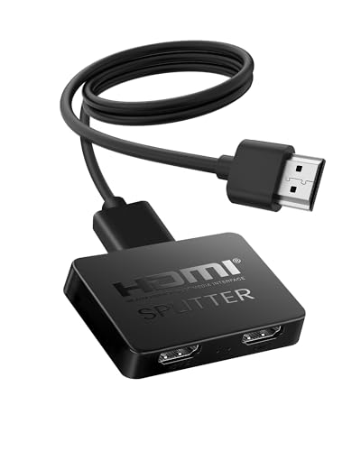 4K HDMI Splitter 1 in 2 Out Copy Same Content to 2 Screens (Mirror Only) | HDMI Splitter 1x2 Not Extend Display, Audio & Video Synchronization, Works with Laptop,TV,Monitor(Hdmi Cable Not Included)