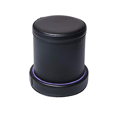 PU Leather Dice Cup with Lid, Purple Velvet Interior Quiet Dice Shaker Cup Including 6 Purple Translucent Dice for Liars Dice/ Farkle/ Yahtzee Games, 1 Pack - color: Purple