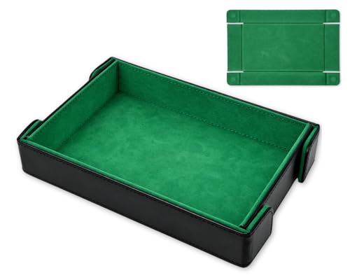 Magnetic Dice Tray for DND Dice Folding Dice Rolling Tray PU Leather Dice Holder for Tabletop RPG Board Games