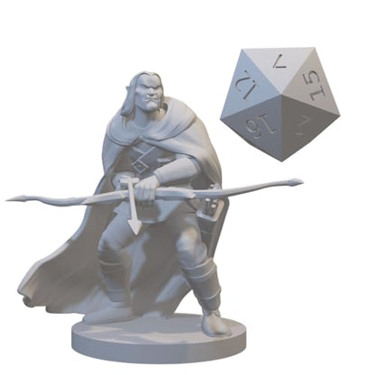 Ranger Miniatures for DND Pathfinder RPG Unpainted Resin 28mm-32mm 3D Printed (Half Orc Male Ranger 2) - style: Half Orc Male Ranger 2