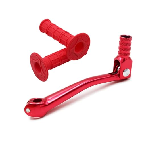 PRO BAT 11mm/0.43" Motorcycle Gear Shift Lever + Universal 22mm 7/8" Motorcycle Hand Grips for 110cc 125cc 135cc 150cc 200cc 250cc Quad Dirt Bike ATV Buggy CRF XR Apollo Red - color: Red