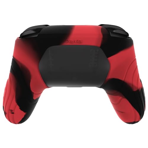 PlayVital Samurai Edition Ergonomic Silicone Skin Protective Case for Nintendo Switch Pro Controller, Soft Anti-slip Controller Grip Protector for Nintendo Switch Pro with Thumb Grip Caps- Black & Red - color: Black & Red