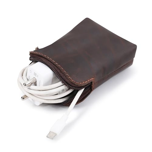 Full-Grain Leather Playing Card Case, Brown | Zippered, For Poker & Bridge Cards, Travel Card Organizer, Secure Multi-Purpose Wallet, Storage Pouch - color: Brown