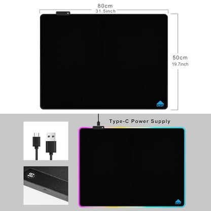 Cacoy 31.5x20 Inch RGB Gaming Mouse Pad, Non-Slip Large LED Desk Mat, Black | Extended Computer Mouse Mat with 9 Lighting Modes, Premium Textured Surface Stitched Edges RGB Keyboard Pad Gamer Accessories - color: Rgb, size: 31.5" x 20"
