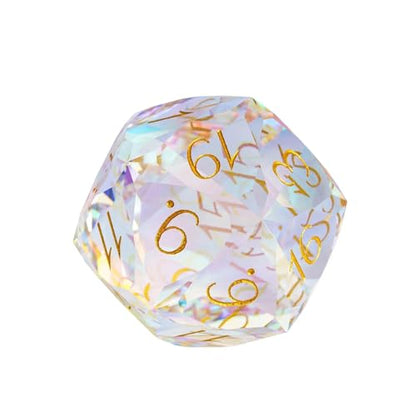 UDIXI 30mm D20 Prism Glass Dice Large Glass D20 Dice for RPG Tabletop Games | Multifaceted-Cut, Premium Gift Box, DM Gift, for Dungeons and Dragons Role Playing Games - color: D20 Glass Multifaceted