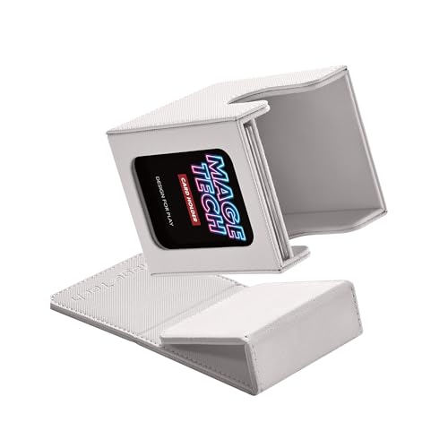 Mage Tech Commander Deck Box Lite - Card Display with Mini Snap Card Holder & Removable Cover, Fits 100+ Single-Sleeved Cards, Ideal for MTG, PTCG, OPCG, SWU & More (White) - color: White