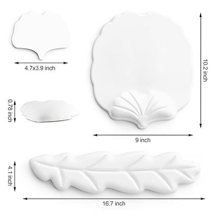 Keyboard Wrist Rest and Mouse Pad with Wrist Support Set, Ergonomic Leaf Shape Mouse Pad with Non-Slip Base, Pain Relief Memory Foam Mousepad for Computer,Laptop,Home Office, White - color: White