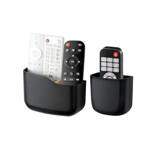 Remote Holder Wall Mount TV FAN Remote Control Holder Bedside Caddy Wall Organizer Phone Holder for Office Adhesive Media Player Controller Holder Box Tray Home Desk Nightstand 1 BIG 1 SMALL BLACK - color: 1BIG1SAMLL BLACK