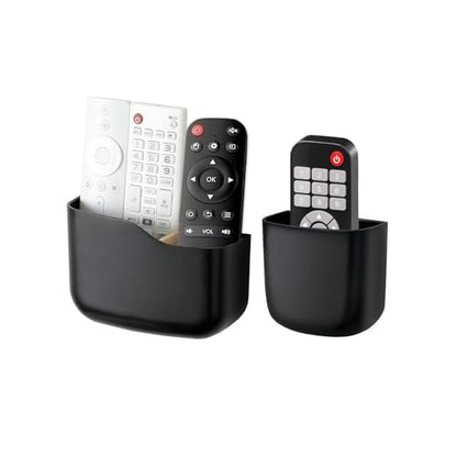 Remote Holder Wall Mount TV FAN Remote Control Holder Bedside Caddy Wall Organizer Phone Holder for Office Adhesive Media Player Controller Holder Box Tray Home Desk Nightstand 1 BIG 1 SMALL BLACK - color: 1BIG1SAMLL BLACK