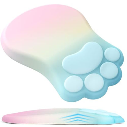 L-SPOUTTO Ergonomic Mouse Pad with Wrist Rest,Cute Mouse Pad Wrist Support | Cat Paw Comfortable Massage Design,Computer Pain Relief Mousepad with Non-Slip PU Base for Desk Laptop Gaming,Rainbow - color: Rainbow