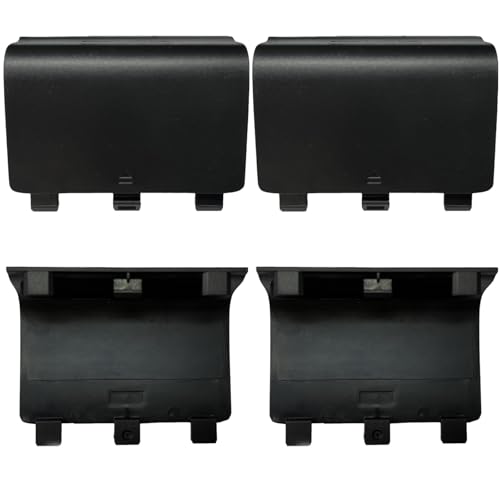 4 Pack Battery Back Cover for Xbox One/One X/One S Controller, One Controller Battery Cover Door Battery Back Shell Repair Part Compatible with Xbox One/One X/One S Controller (Black) - color: Black
