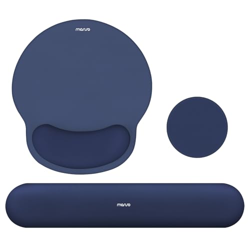 MOSISO Wrist Rest Support for Mouse Pad&Keyboard Set, Navy Blue | Circle Curved Ergonomic Mousepad Non-Slip Base Home/Office Pain Relief&Easy Typing Pad with Soft Cloth&Silicone Lining - color: Navy Blue
