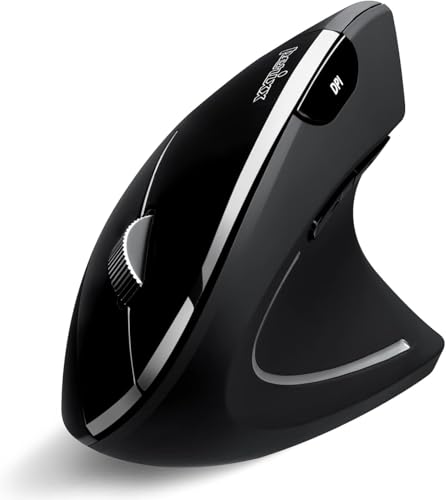 Perixx PERIMICE-813B Bluetooth Vertical Mouse - Wireless 3-in-1 Multi-Device Technology - Travelling Carry Bag - Black - Right Handed - style: Bluetooth