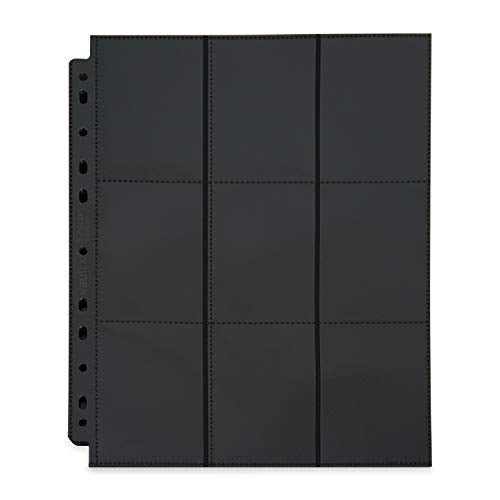 Vault X 9 Pocket Side Loading Pages (50 Pack) 900 Cards for 3 Ring Binder | Fits any 3-ring binder. 50 double-sided side-loading 9-pocket pages hold 900 cards. Acid-free, crystal-clear, no-tear.