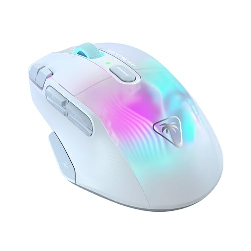 Turtle Beach Kone XP Air Wireless RGB Gaming Mouse for PC | 19K DPI Sensor, Rechargeable 100-Hr Battery, Charging Dock, 29 Programmable Inputs, Ergonomic, Bluetooth, 4D Wheel, White - color: White