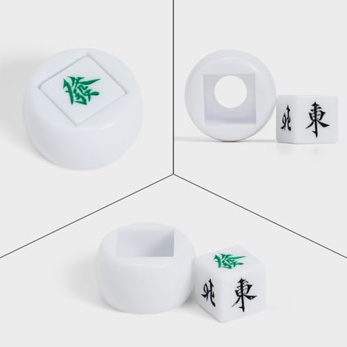 American Mahjong Tile Set, Mah Jong Set Complete with Bag, 166 White Tiles with Golden Dices for Travel, 4 All-in-One Mahjong Racks with Pushers (White) - color: White