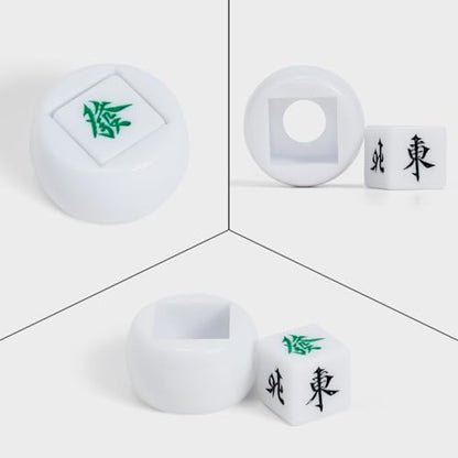 American Mahjong Tile Set, Mah Jong Set Complete with Bag, 166 White Tiles with Golden Dices for Travel, 4 All-in-One Mahjong Racks with Pushers (White) - color: White