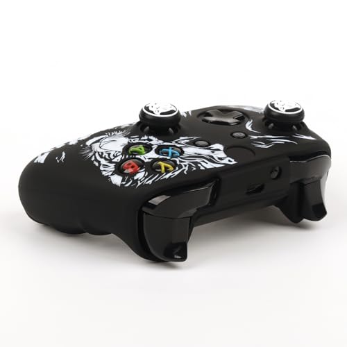 Tiger Controller Skin Cover Compatible with Xbox one Controller, RALAN Protector Case, Customised Thumb Grips Caps - color: Tiger Black White