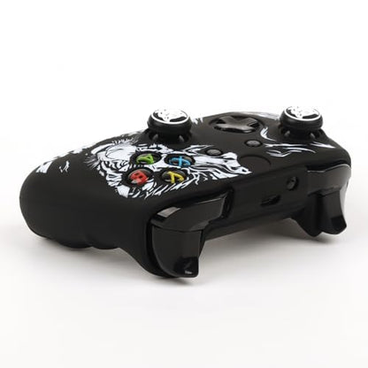 Tiger Controller Skin Cover Compatible with Xbox one Controller, RALAN Protector Case, Customised Thumb Grips Caps - color: Tiger Black White